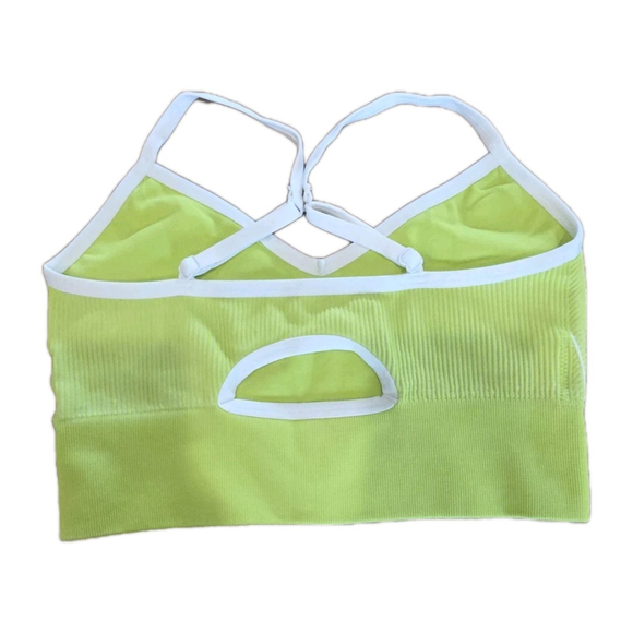 Offline By Aerie Lime Green And White Sports Bra Size Medium Adjustable Straps - Picture 2 of 3